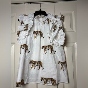 Shop The Mint Listen To Your Heart White Tiger Ruffled Blouse